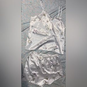 Silky cami and shorts pajama set